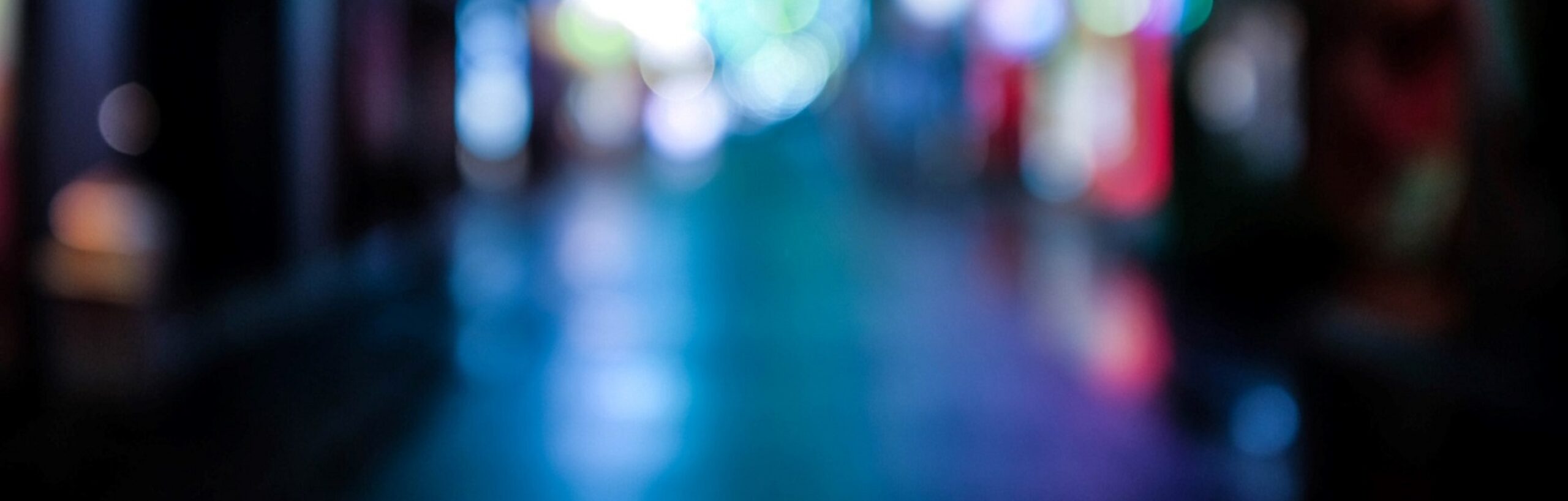 Abstract coloured lights (bokeh) in a city