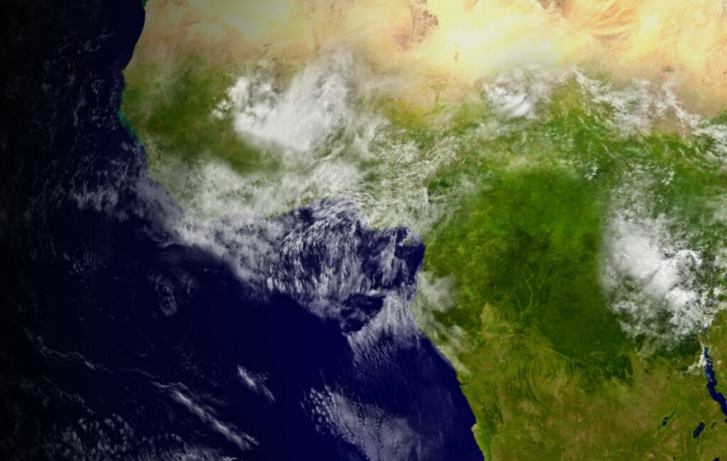 Transforming lives. A view of Africa & ME from space, a dark sea